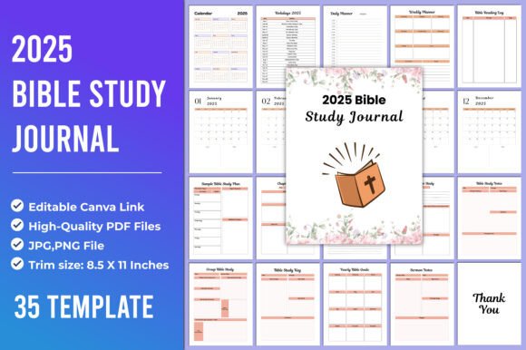 Download 2025 Bible Study Journal Canva Template - Premium Resources