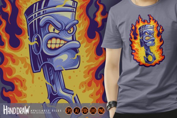 Download Flame Piston Hot Rod Logo Cartoon SVG - Flame Collection