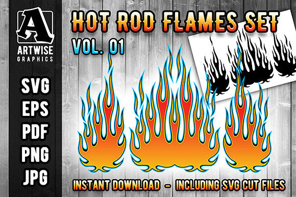 Download Hot Rod Fire Flame Vector Graphics Set - Flame Collection