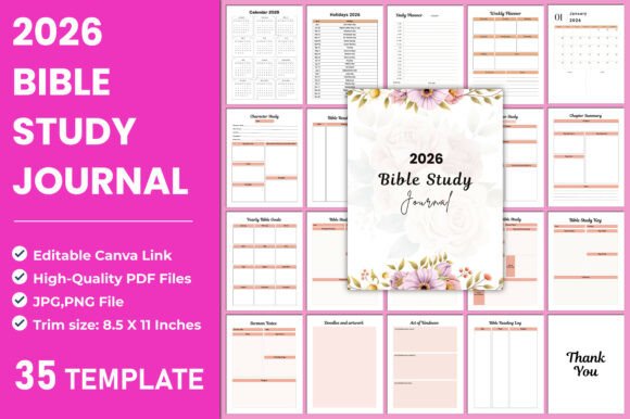 Download 2026 Bible Study Journal KDP Interior - Premium Resources