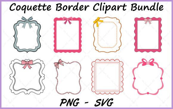 Download Coquette Bow Border Clipart PNG Bundle - Coquette bow border Collection