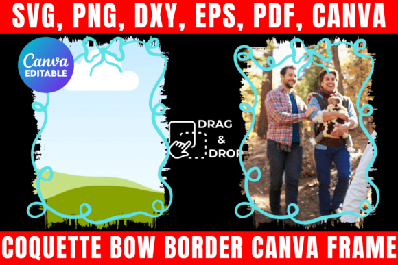 Download Coquette Bow Border Canva Frame Template - Coquette bow border Collection