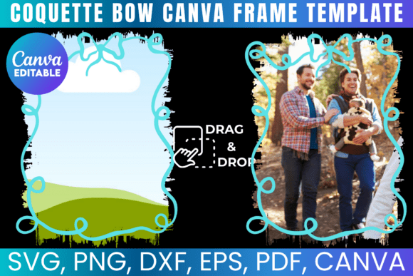 Download Coquette Bow Border Canva Frame Template - Coquette bow border Collection