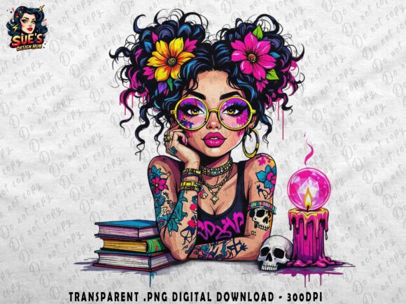 Download Graffiti Boho Witch Girl with Pink Flame - Flame Collection