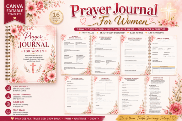 Download Prayer Journal for Women | KDP Interior - Premium Bundle